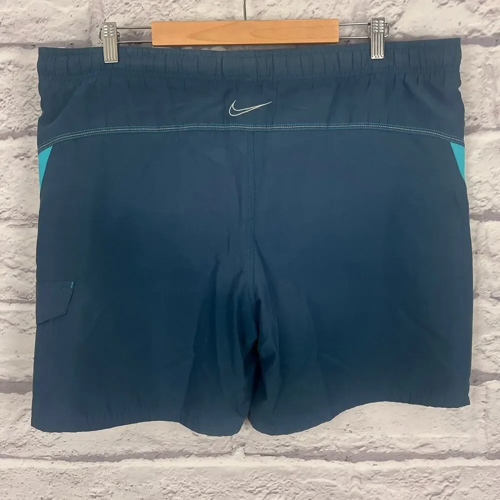 Nike Mens L Retro Embroidered‎ Swoosh Swim Trunks Board Shorts Mesh Lined Beach